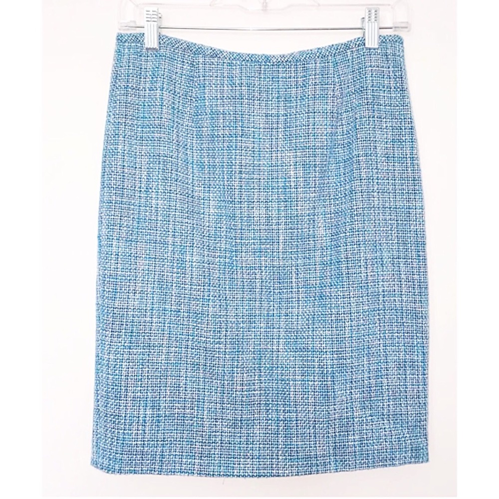 CALVIN KLEIN Sz 2P Basketweave Pencil Skirt Azure